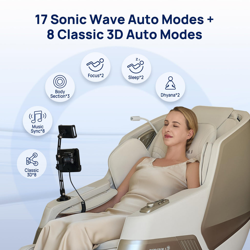VAT Massage Chair Full Body VibroAcoustic Sonic Wave, SL-Track Zero Gravity Recliner with 25 Auto Modes, Smart Body Scan, Extendable Footrest, Reading Lamp, Black