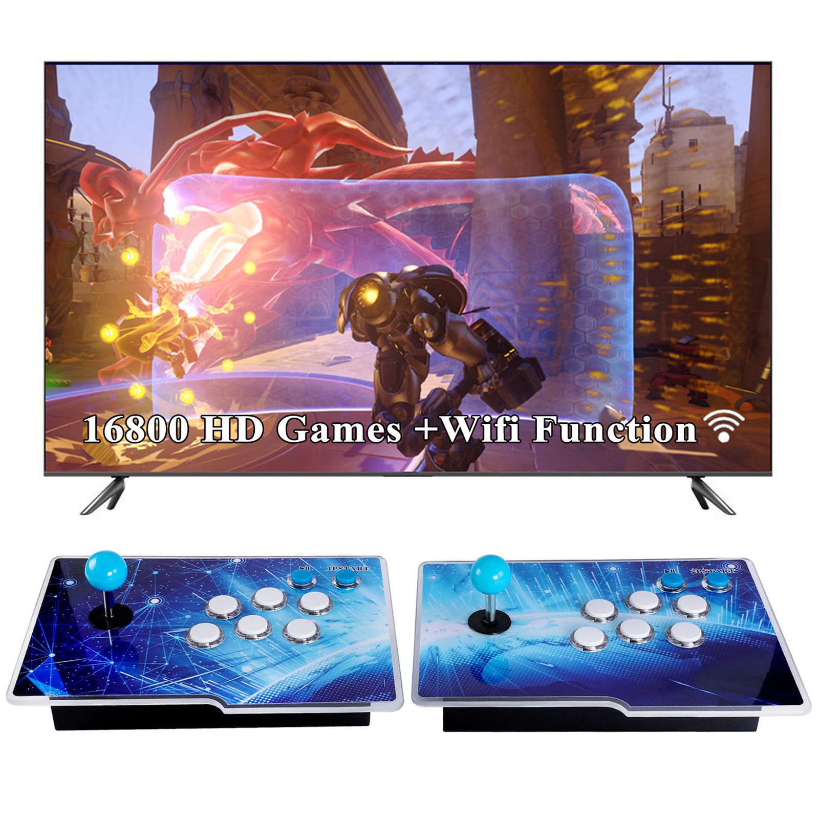 32000 Games 3D Pandora Box Arcade Game Console,Retro Video Game Machine for TV, 1280x720 HD Output,Search/Save/Hide/Pause Games,Support 4 Players,Two Splited Joysticks.