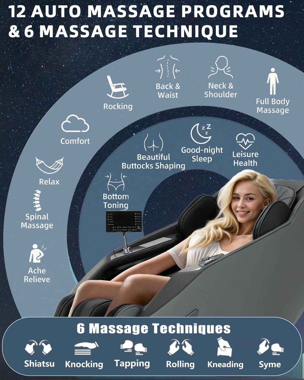 3D Zero Gravity Full Body Massage Chair with Heat, 55" SL-Track, 28 Airbags & 12 Auto Programs, Shiatsu Foot Roller, Black