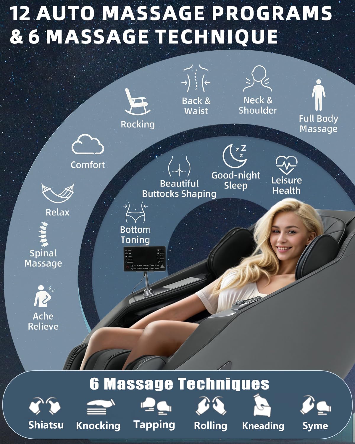 3D Zero Gravity Full Body Massage Chair with Heat, 55" SL-Track, 28 Airbags & 12 Auto Programs, Shiatsu Foot Roller, Black