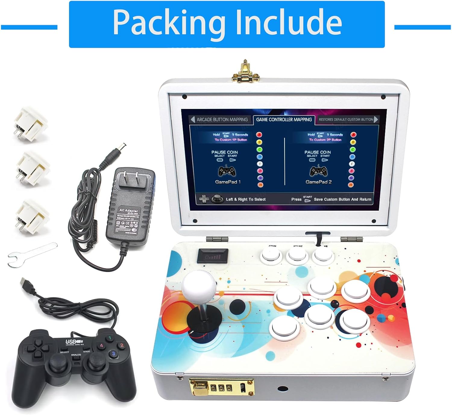 9800 in 1 Hand-held Portable Arcade Game Console 10.1-inch HD Screen Dual Players 3D Retro Electronic Metal Box, Retro Video Game Machine Search/Hide/Pause Games