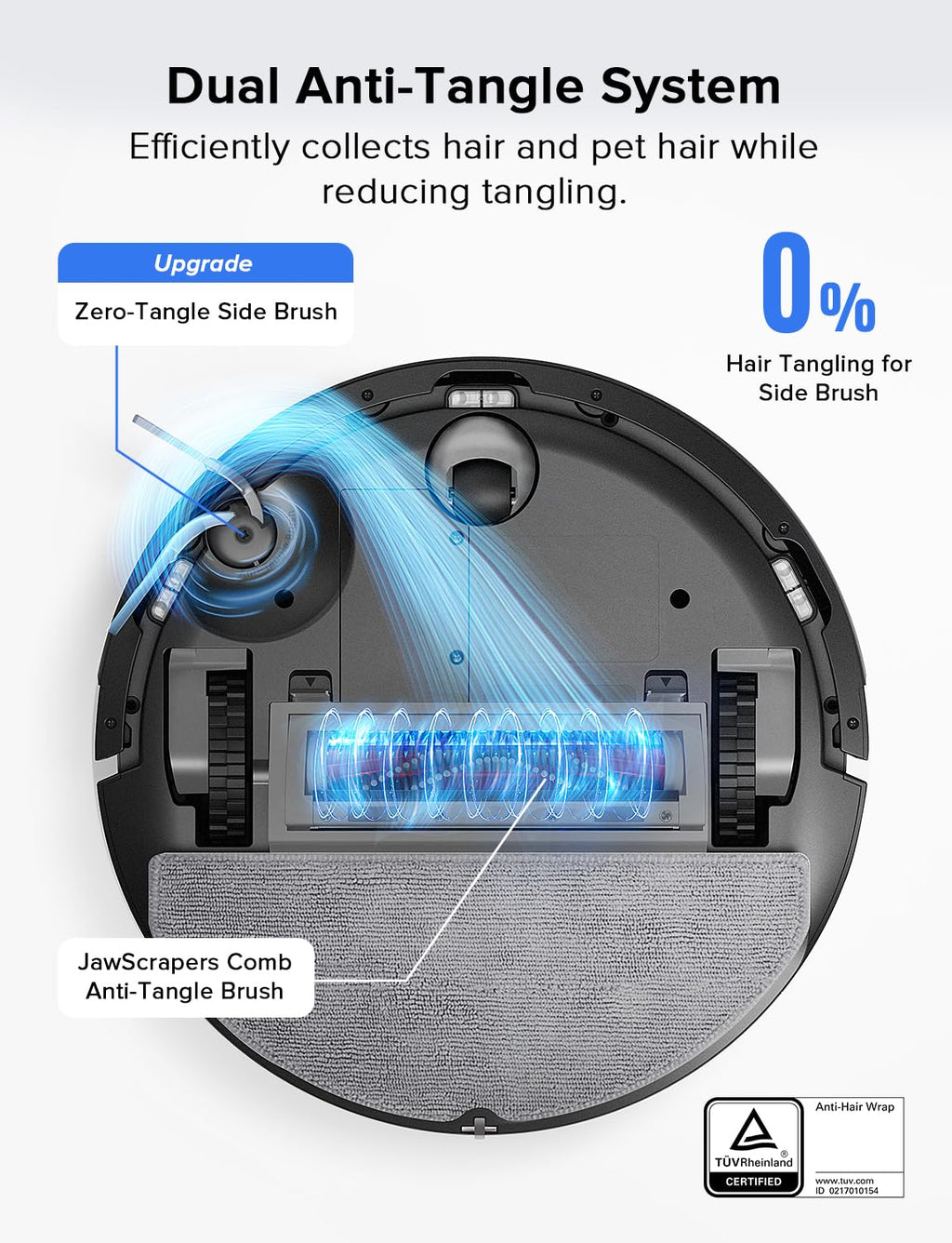 roborock Q10 S5+ Robot Vacuum and Mop, 10,000Pa Suction, Upgraded from Q8 max+, 70 Days Self-Emptying, Obstacle Avoidance, Sonic Mopping, Dual Anti-Tangle Design, Auto Mop Lifting, Black