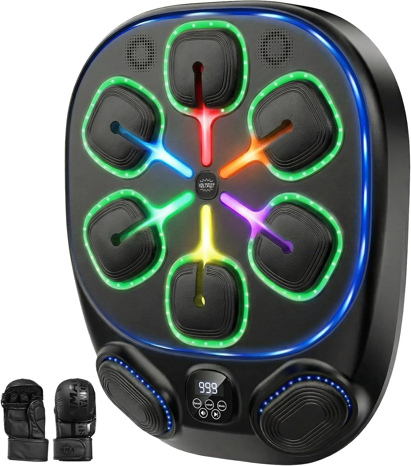 Music Boxing Machine for Kids and Adults, 8 Interactive RGB Light Targets with Bluetooth Speaker, Large Wall Mounted Boxing Music Workout Machine with Gloves, Smart Punching Pad for Home Gym