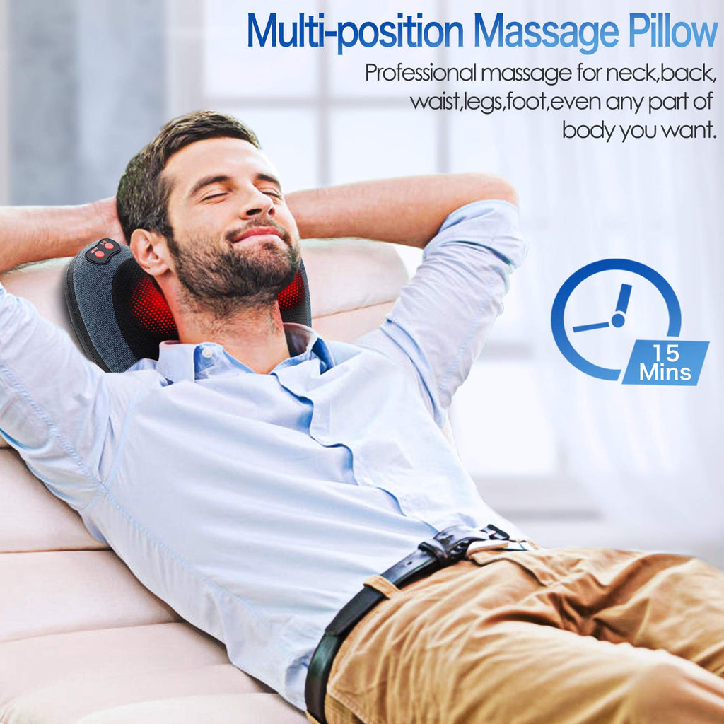 Papillon Fathers Day Dad Gifts for Husband,Back Massager with Heat,Shiatsu Neck Massager Pillow for Back,Neck,Shoulder,Foot&Lower Back Pain Relief,Relaxation Gifts for Women/Mom/Dad(Black)