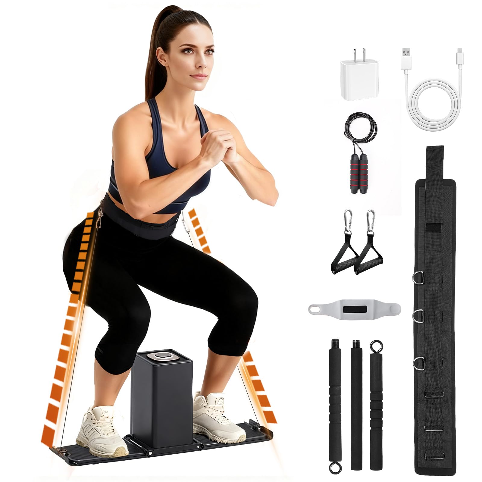 SR3 PRO Smart Home Gym Equipment ，5- 180lbs Resistance Portable Full Body Workout Cable Machine with Ambient Light,at Home Gym | All in One Gym for Travel | Foldable Gym & Home Exercise Equipment
