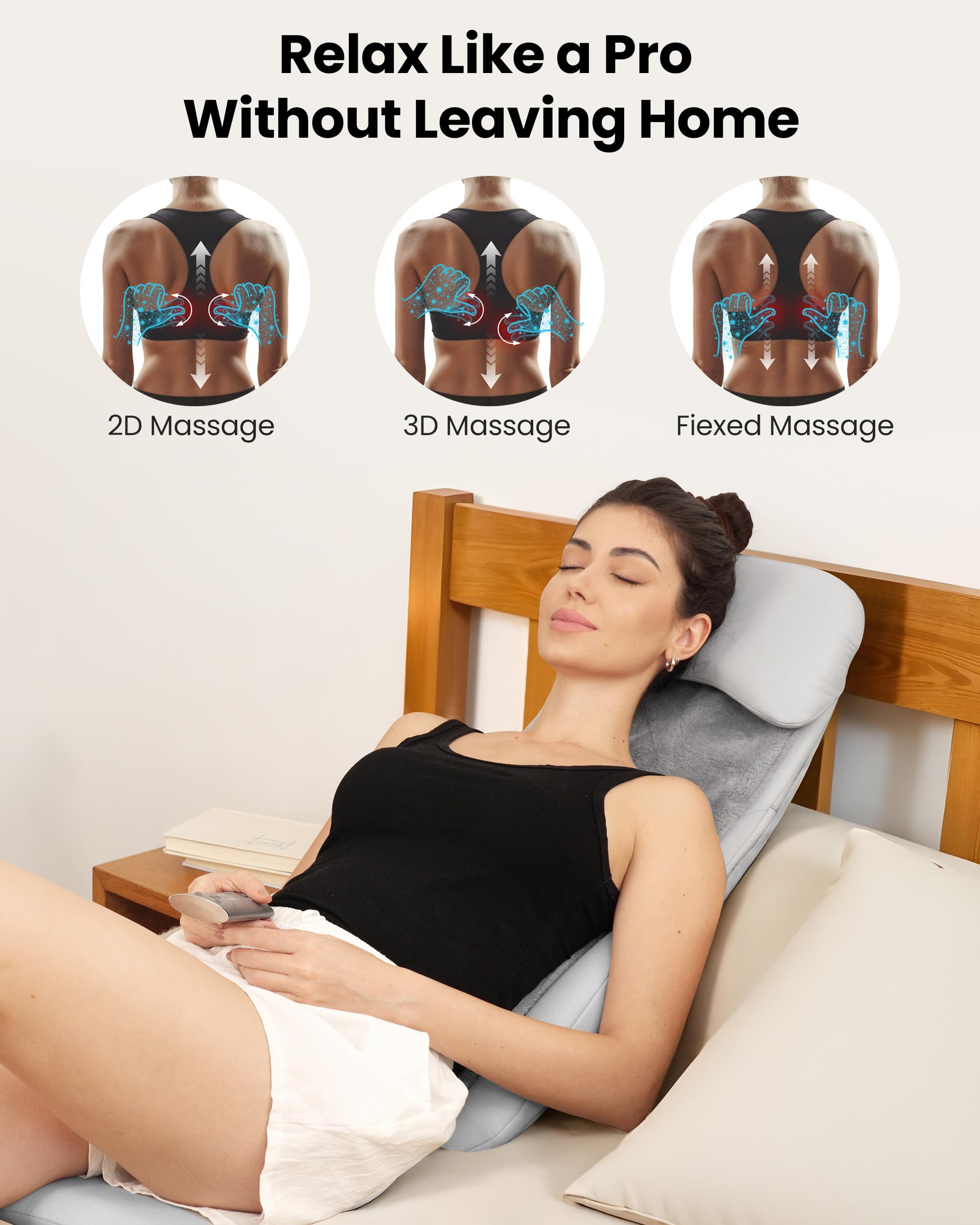 COMFIER Massager Chair with Heat, Shiatsu Neck Back Massager Portable with Compression & Rolling,Massage Chair Pad for Neck & Back for Muscle Tension Relief, Father Day Gift