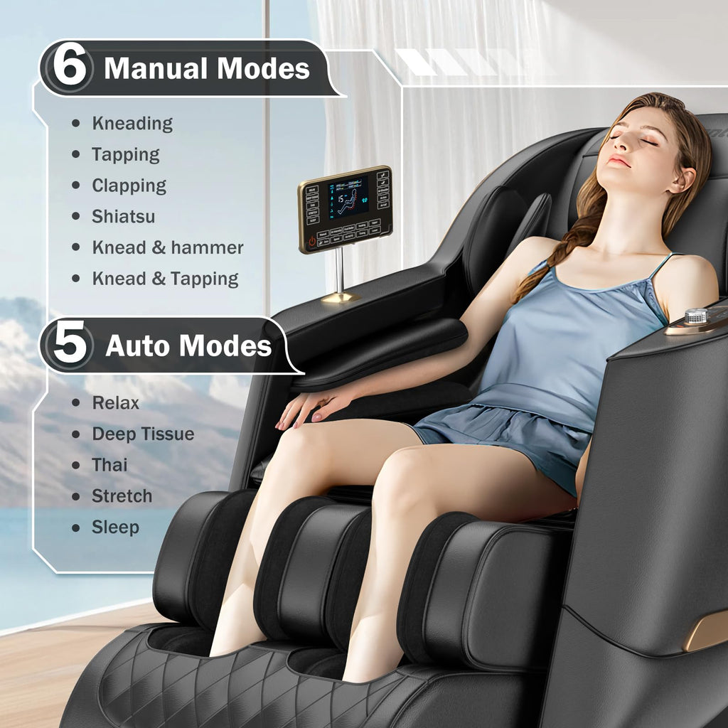 Culanta Massage Chair Full Body, Zero Gravity SL-Track Shiatsu Massage Recliner Chair with Body Scan, Airbags, Foot Rollers, Deep Yoga Stretch, Heating (U1-Brown)