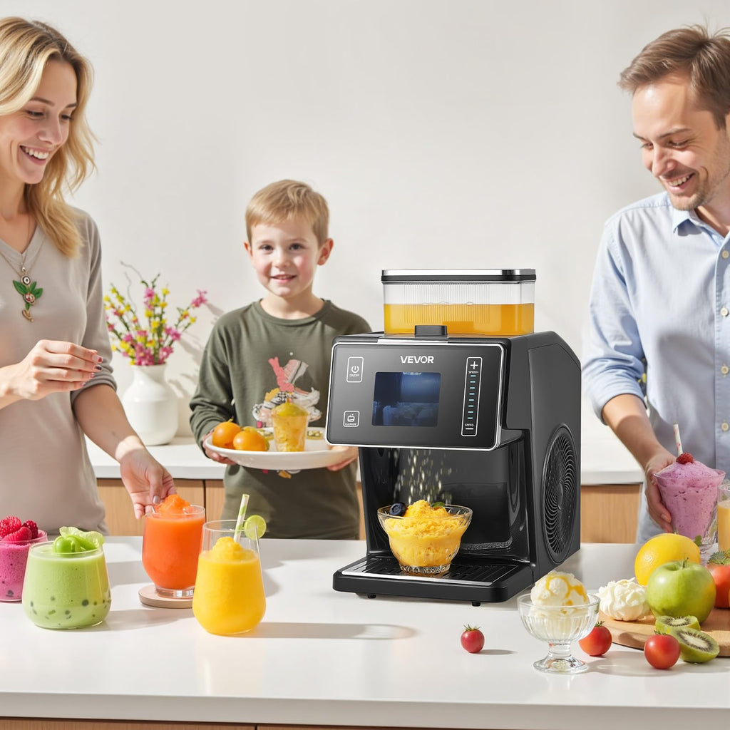 VEVOR Snowflake Ice Machine, 176LBS/24H Snowflake Ice Maker, Ice-Shaver Machine with Stainless Steel Blade, Electric Snow Cone Maker with 0.48Gal Tank, 90S Fast Pre-Cooling, for Home & Small Gathering