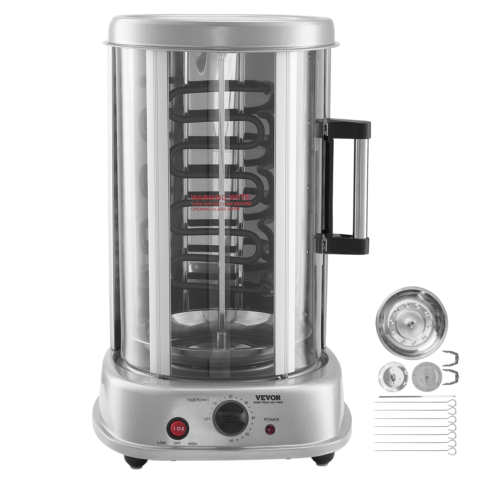 VEVOR Shawarma Grill Machine, Chicken Shawarma Cooker Machine Countertop, Electric Stainless Steel Broiler Gyro Rotisserie Oven Doner Kebab Machine, for Home Restaurant Kitchen Parties