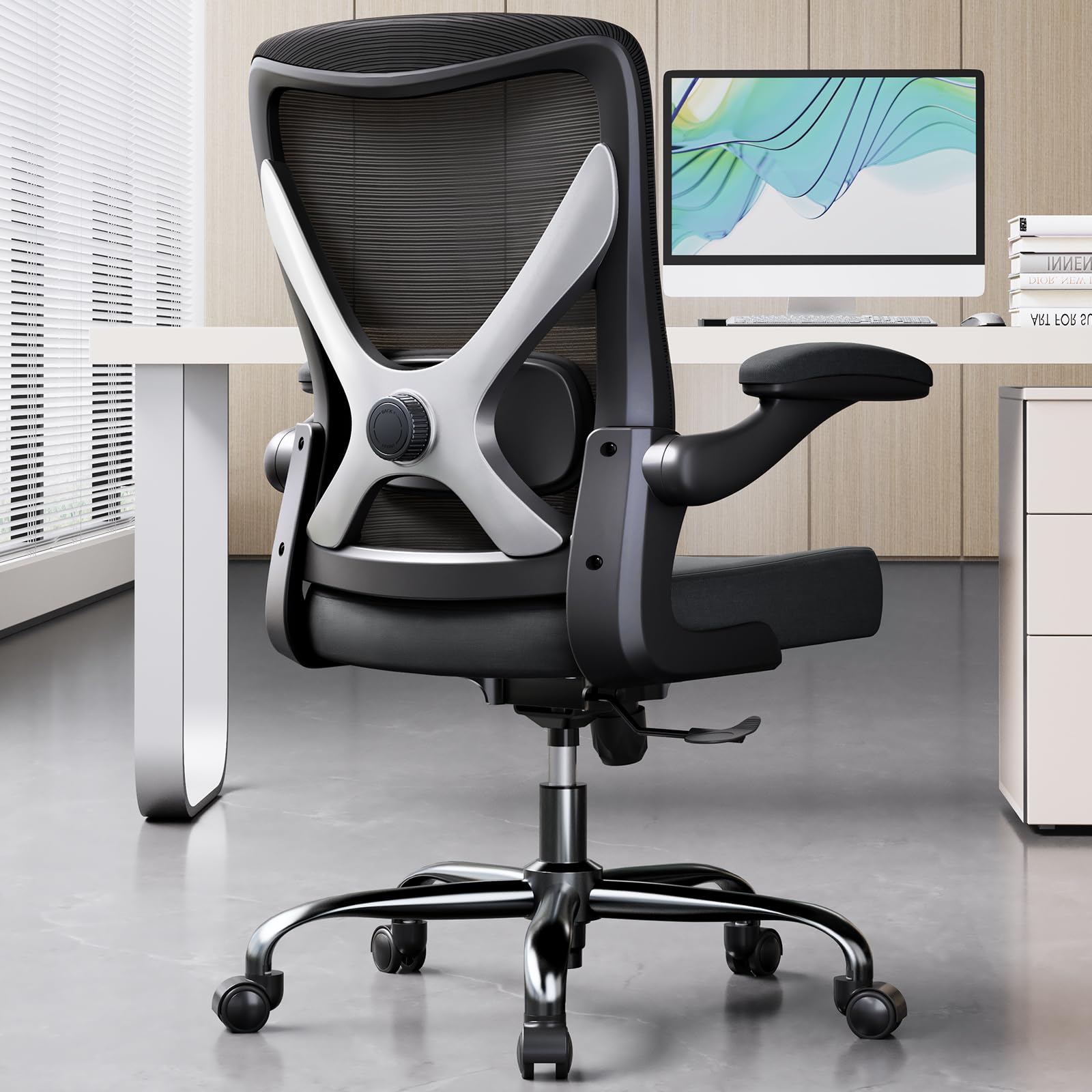 Ergalithic Ergonomic Office Chair - X-Shaped Computer Desk Chairs Comfy, Mesh High-Back Gaming Chair with Adjustable Lumbar Support, Executive Task Chair for Adults, Comfortable for Long Hours