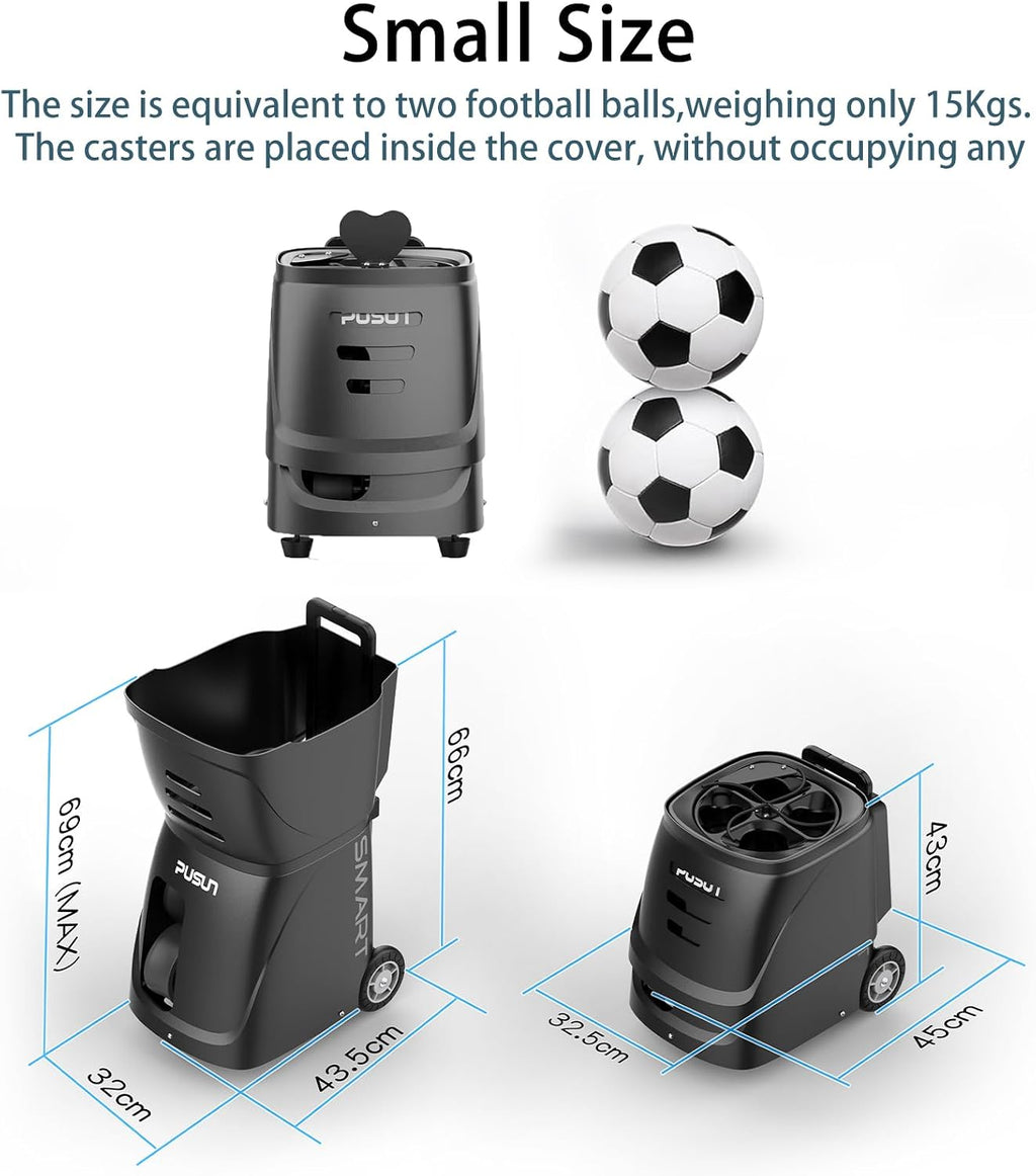 PT-SAMRT-Professional Tennis Ball Machine with App Control - 100+ Ball Capacity - 12 Training Modes - 4-6 Hours Battery Life (Black)