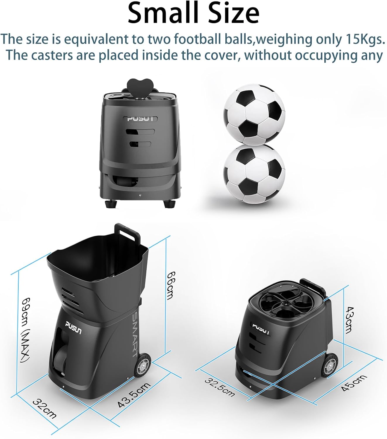PT-SAMRT-Professional Tennis Ball Machine with App Control - 100+ Ball Capacity - 12 Training Modes - 4-6 Hours Battery Life (Black)