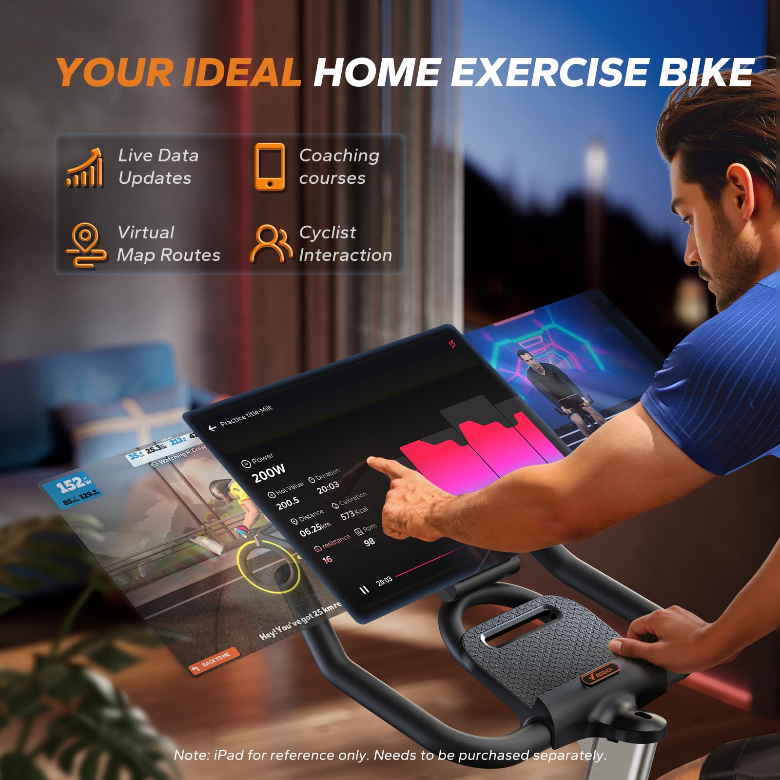 Merach Magnetic Exercise Bike, Heavy Duty Stationary Bike with Automated Resistance, 300 350 Lbs Weight Capacity, Low Noise Indoor Workout Bike for Home Gym with Self-Developed App