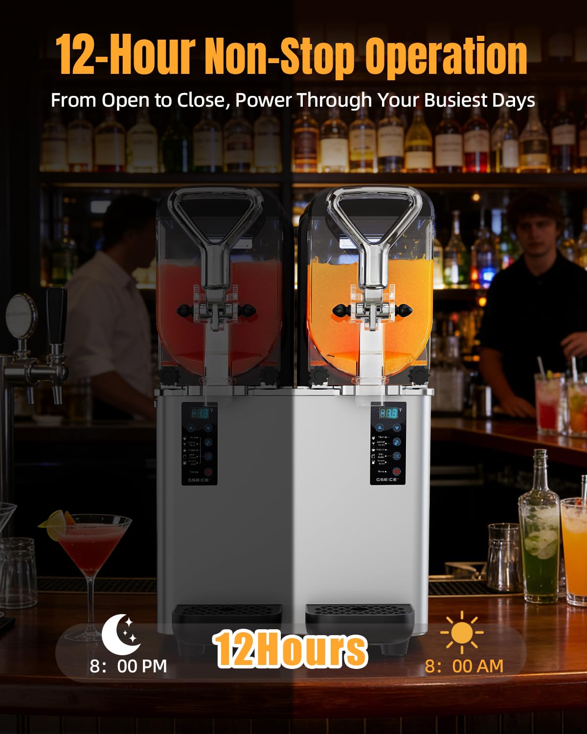 Slushie Machine for Home, 135oz x 2 Tank Slushy Machine for Commercial & Home Use, Margarita Machine with LED Lights 400W Fast Chill & Quiet for Restaurant Bar Cafes Food Truck, No Ice Needed