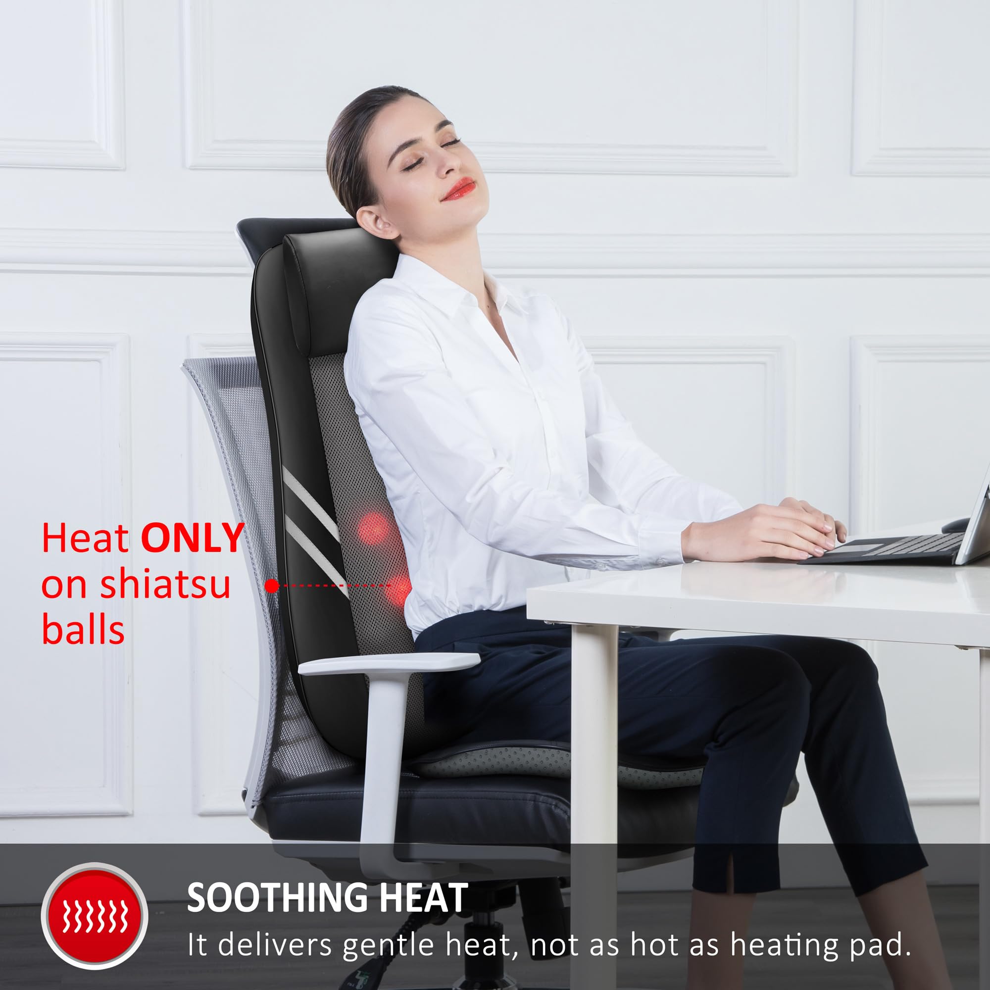 Snailax 2026 Upgraded Shiatsu Roller Back Massager with Heat Massage Chair Pad Kneading Back Massager for Pain Relief Deep Tissue Chair Massage Pad for Office Home Gift Fathers