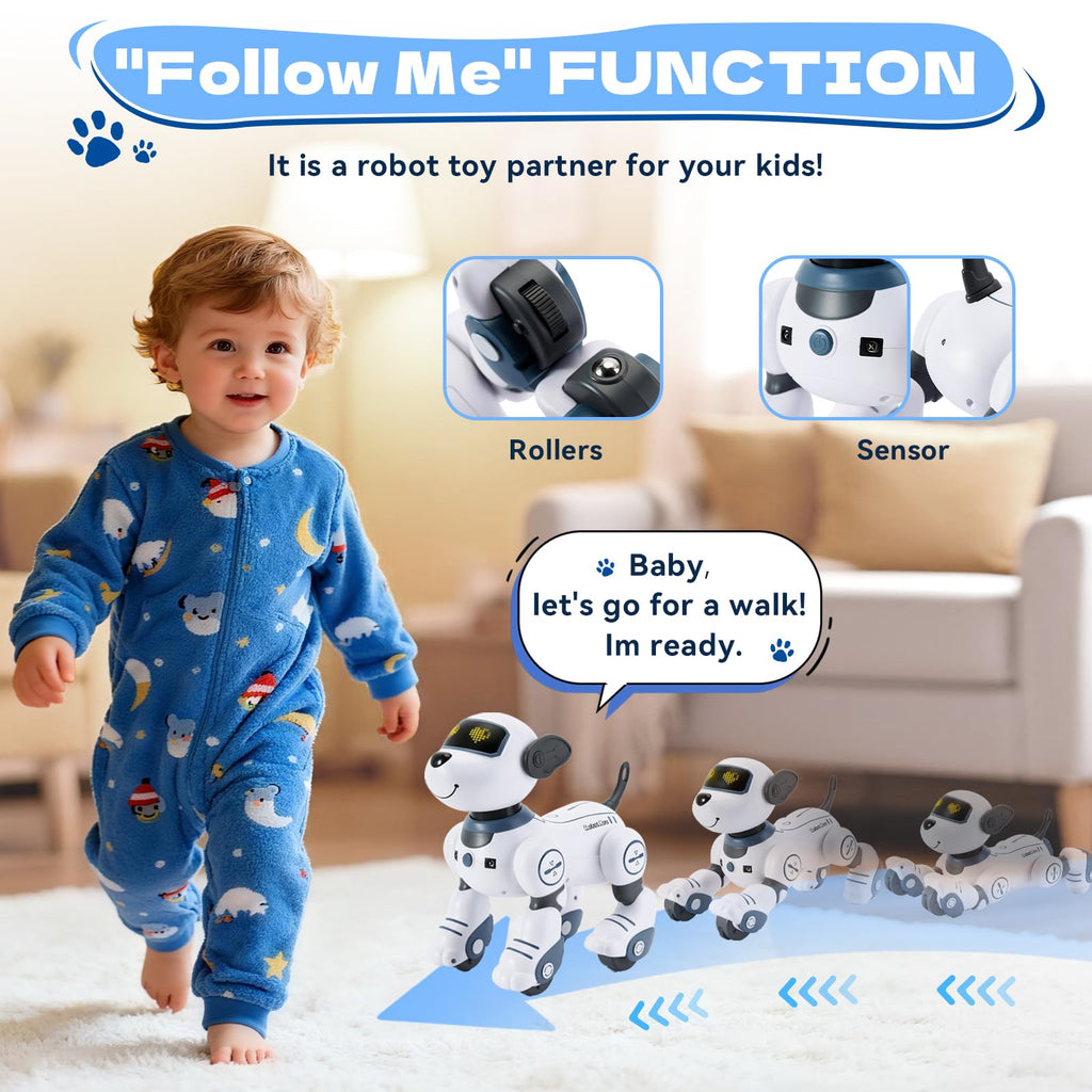 Robot Dog for Kids Robot Dog Remote Control Toy Interactive Robot Pet Robotics Toys Intelligent Robo Dog Programmable Sing & Dance Design Birthday Gifts Kids Age 3 5 4-6 Year, Blue