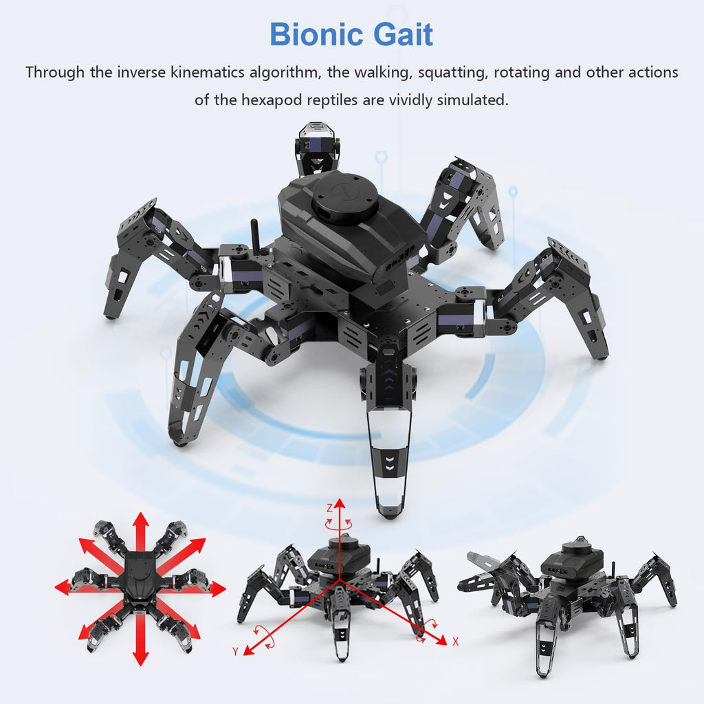 Hexapod Robot Kit for Jetson Nano 3D Depth Camera, ROS Lidar Mapping Navigation, AI Visual Recognition Programmable Bionic Spider Robot Kit (Included Jetson Nano)