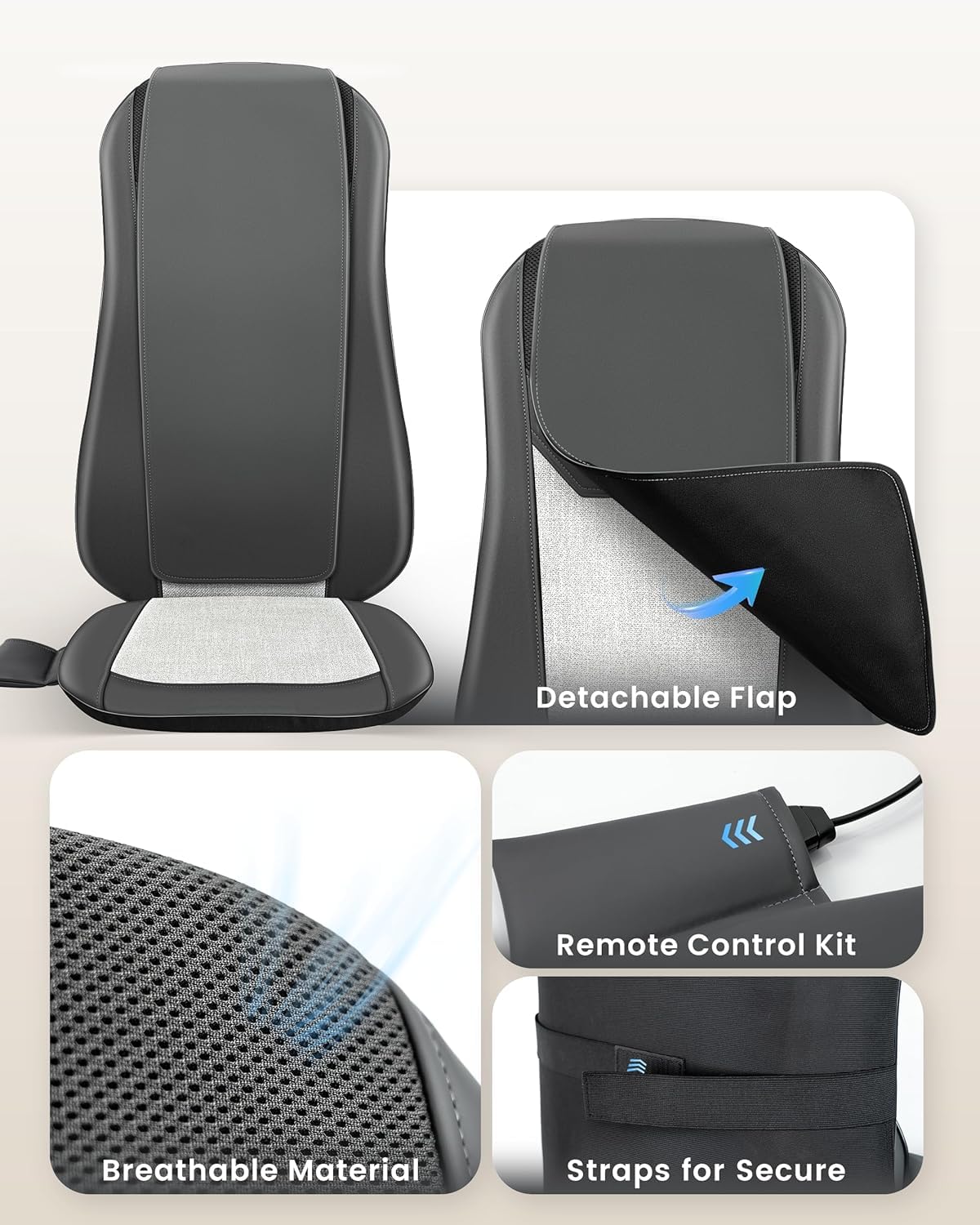 COMFIER Shiatsu Full Back Massager,Massage Chair Pad with Heat,2D/3D Massage Seat Cushion,Chair Massager with 10 Shiatsu Nodes, Rolling Kneading Chair Pads for Lower Back,Father Day Gifts
