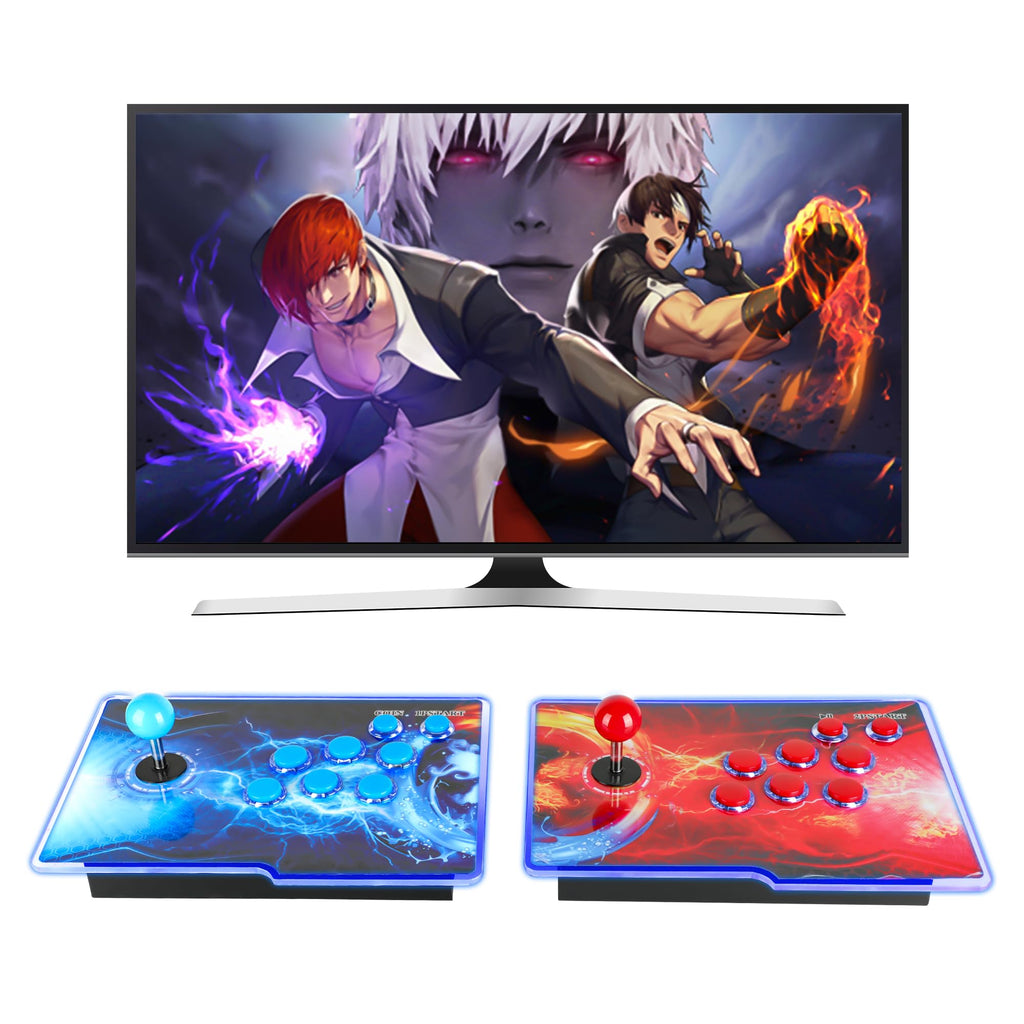 HHU Pandora Box Arcade Game Console 32000 Games Pre-Install，Two Separate Joysticks，Retro Game Machine for TV PC Projector, Supports Up to 4 Players, Full HD Output, Red & Blue