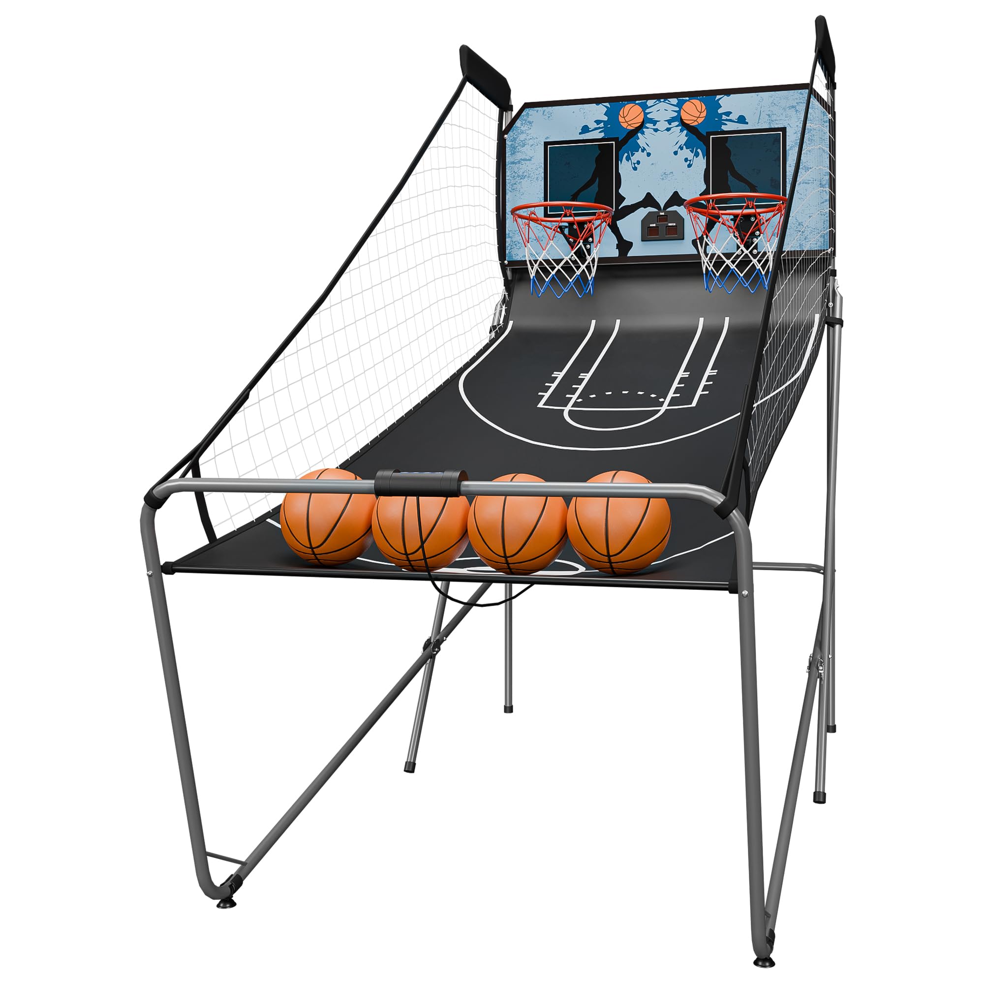 Basketball Arcade Game Shot Creator Indoor Foldable Electronic Double Shootout Sport Game Official Home Dual Shot Basketball 2 Player with 4 Balls (Black Purple)