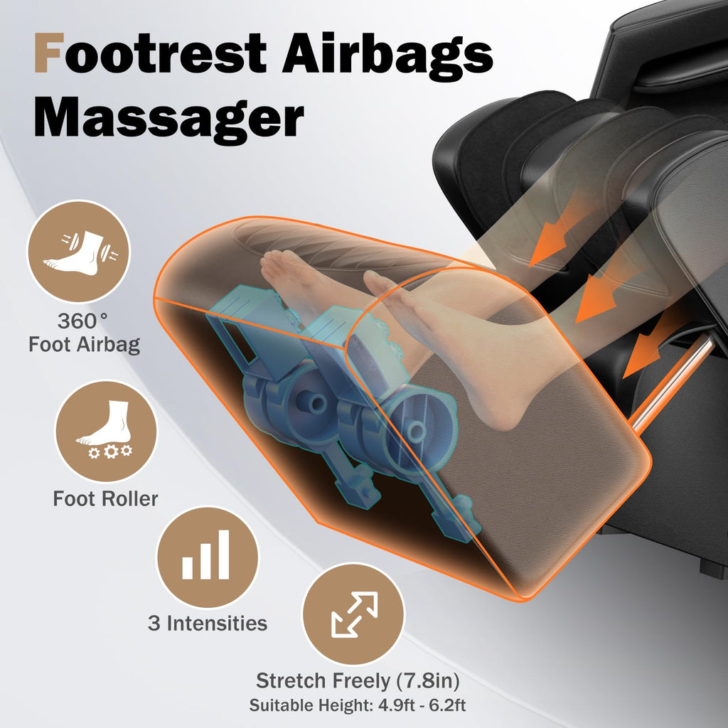 Culanta Massage Chair Full Body, Zero Gravity SL-Track Shiatsu Massage Recliner Chair with Body Scan, Airbags, Foot Rollers, Deep Yoga Stretch, Heating (U1-Brown)