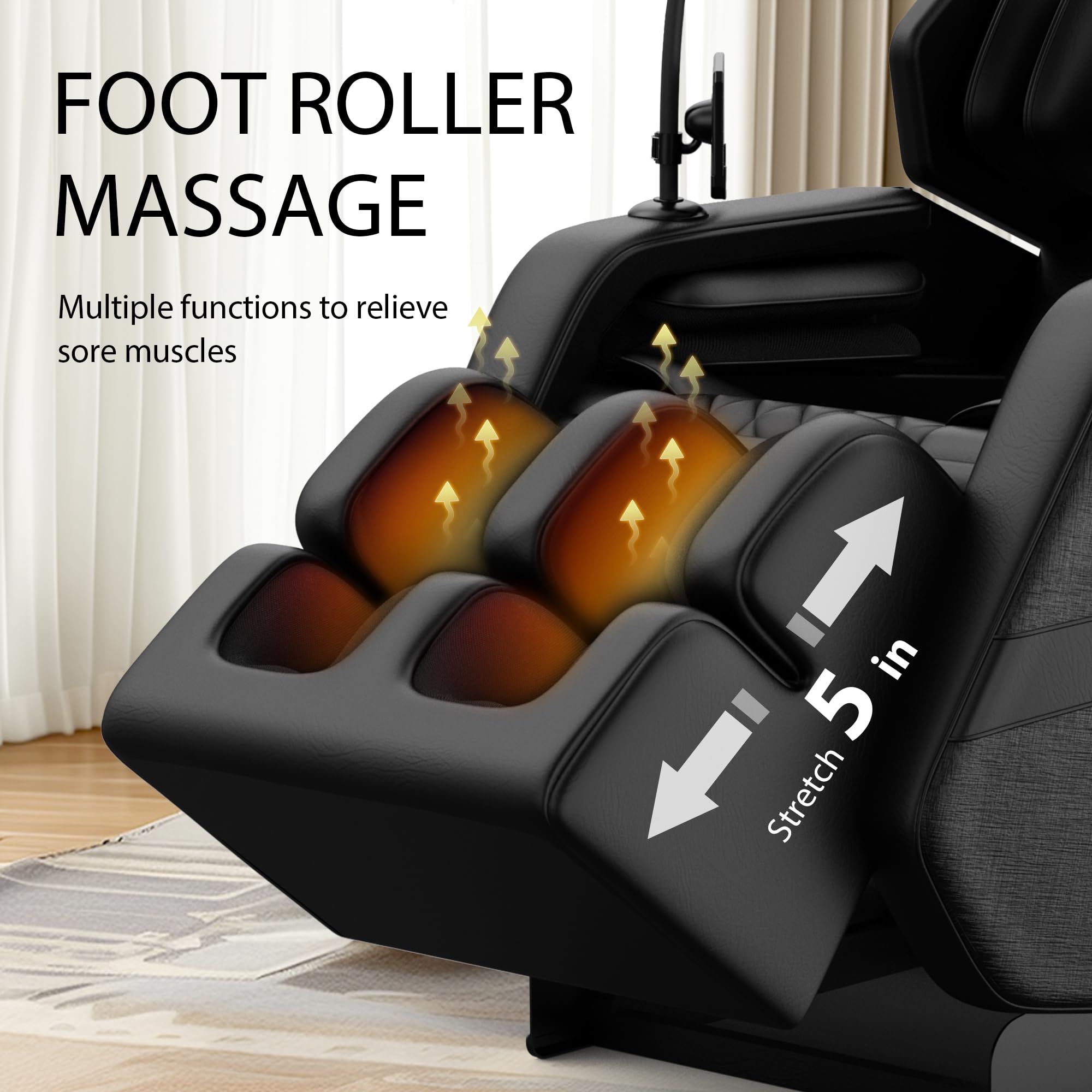 GDFStudio Full Body Massage Chair Recliner with Zero Gravity, Air Pressure Massage, Heat Therapy, Foot Rollers, Bluetooth, for Home/Office Use, Ideal Wellness Gift, Blue A