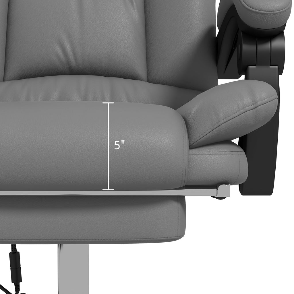 Vinsetto Executive Massage Office Chair with 4 Vibration and Heat, 3 Modes, PU Leather Swivel Chair with Adjustable Height, Reclining Back, and Footrest, Light Brown