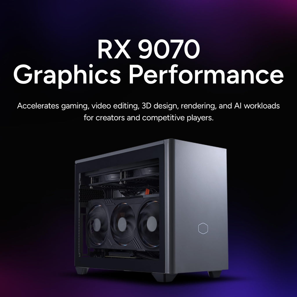 Cooler Master NR2 Pro Gaming PC – AMD RYZEN 7 7800X3D, NVIDIA GeForce RTX 5070 12GB, 32GB DDR5 6000MHz, 2TB Gen4 M.2, Windows 11, V850 SFX Gold PSU, Compact Mini ITX Desktop PC