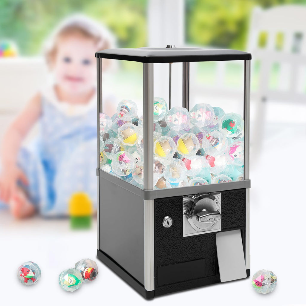 25 Cents Coin Operated Vending Machine, Capsule Vending Machine for Kids, Commercial Toy Vendor with Key Lock, Bubble Gum Ball Dispenser for Arcades Retail Stores, 1.77-1.97in Toys (Green)