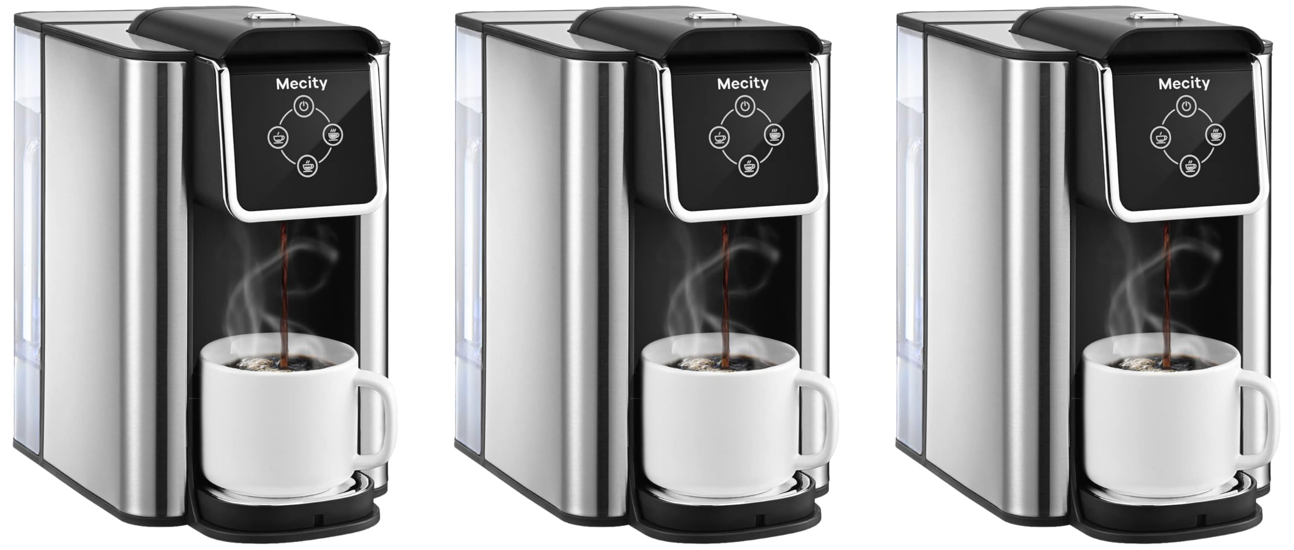 Mecity Pink Coffee Maker 3-in-1 Single Serve Coffee Machine, For Flat Bottom Coffee Capsule, Ground Coffee, 6 to 10 Ounce Cup, Removable 50 Oz Water Reservoir, 120V 1150W