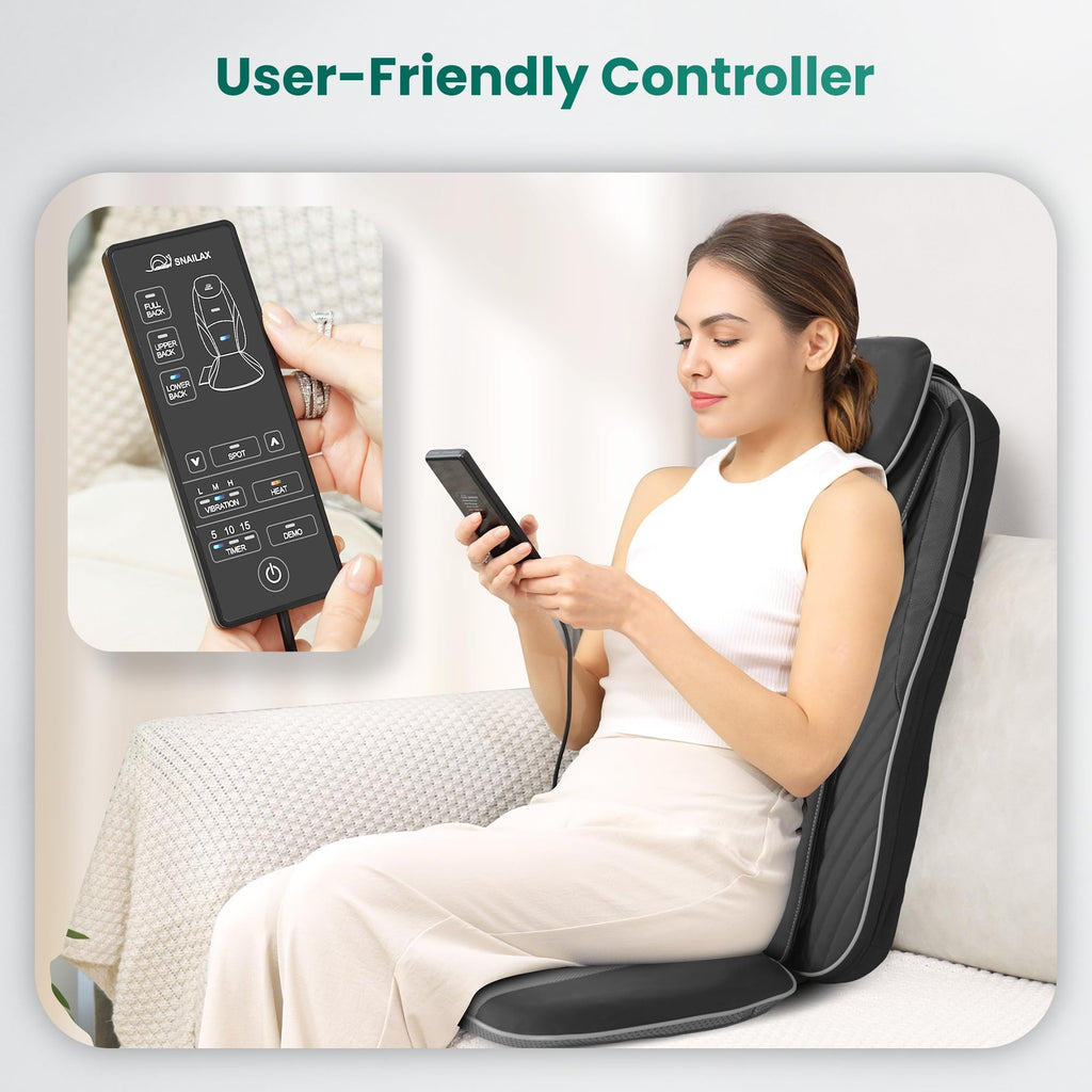 Snailax 2026 Upgraded Shiatsu Roller Back Massager with Heat Massage Chair Pad Kneading Back Massager for Pain Relief Deep Tissue Chair Massage Pad for Office Home Gift Fathers