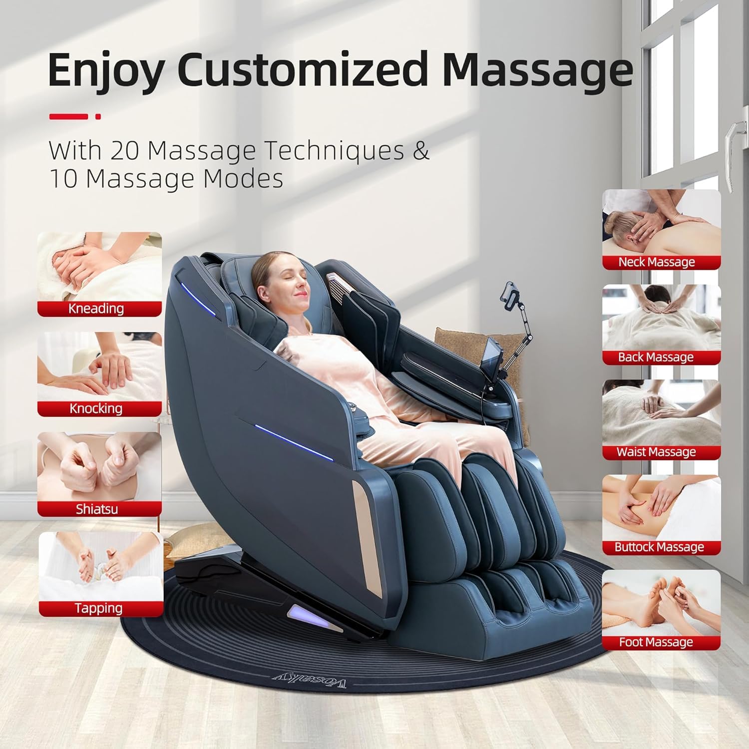 4D Massage Chairs Full Body Recliner with Heat Zero Gravity 57'' SL Track Shiatsu Massage Chair for Home Office with AI Voice, 7" Touch Screen, Wireless Charging,Neck & Shoulder Relief