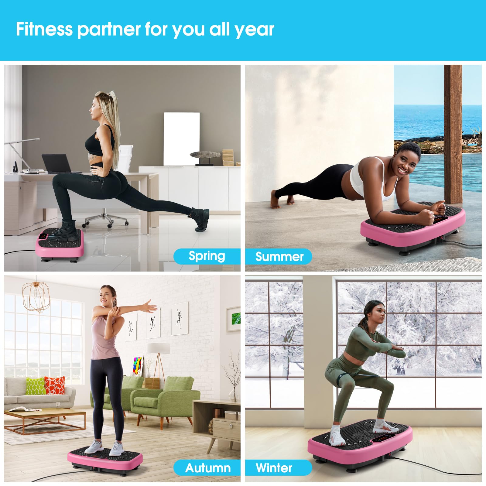 SoftGym Waver Vibration Plate Exercise Machine for Lymphatic Drainage Weight Loss,120 Speed Levels Vibrating Platform with Resistance Bands,Full-Body Workout Equipment for Muscle Toning