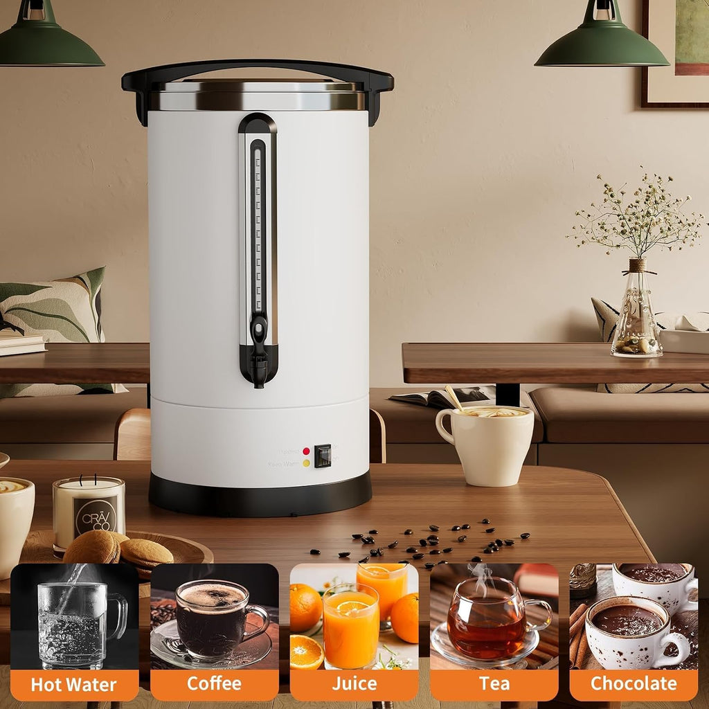 120 Cup Commercial Coffee Urn and Hot Beverage Dispenser, Stainless Steel Large Coffee Maker, Double Wall Hot Water Urn With Cool-Touch Handle, Dripless Faucet, Quick Brew for Events & Catering