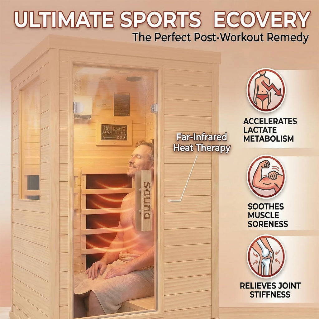 1350W Far Infrared Home Sauna, Energy-Efficient Fast-Heating Indoor Sauna Room with Bluetooth & 7-Color Therapy, Canadian Hemlock Wood, Modular Design - Ideal for Home Gym, Family Relaxation