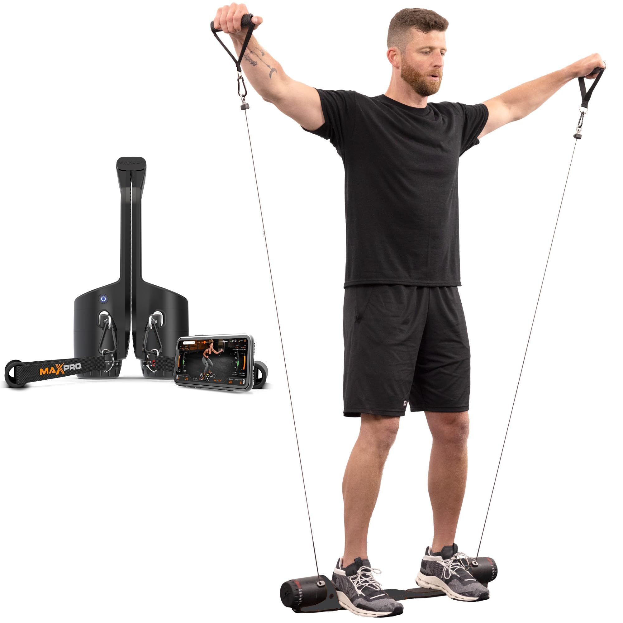 MAXPRO Fitness: Cable Home Gym | As Seen on Shark Tank | Versatile, Portable, Bluetooth Connected | Strength, HIIT, Cardio, Plyometric, Powerful 5-300lbs Resistance