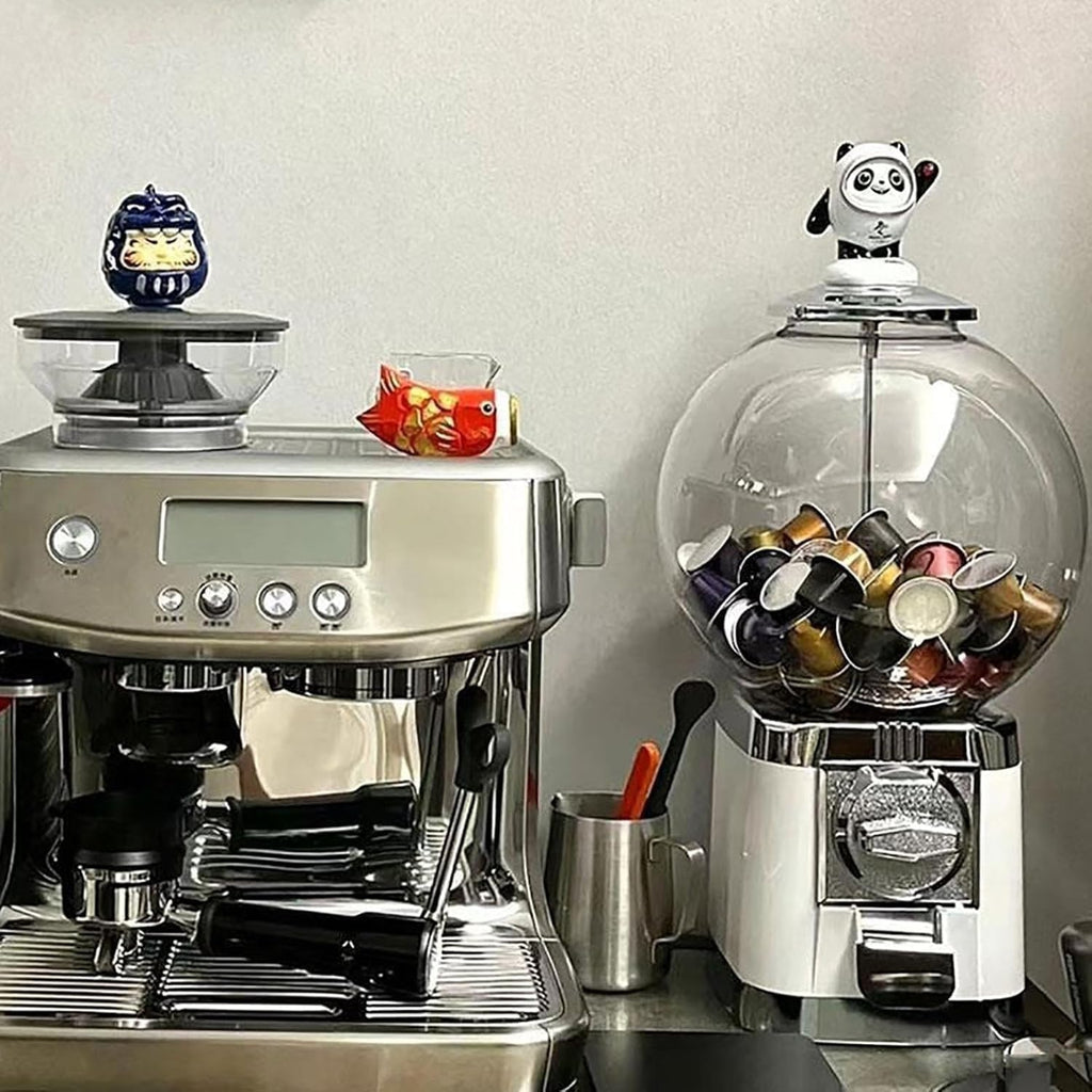 Gumball and Coffee Pod Vending Machine Combo with Candy Dispenser, Coffee Capsule Vending Machine Storage Holder, Twister Ball Dispenser for Retail Store