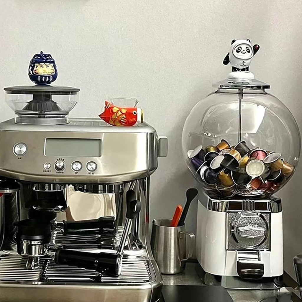 Gumball and Coffee Pod Vending Machine Combo with Candy Dispenser, Coffee Capsule Vending Machine Storage Holder, Twister Ball Dispenser for Retail Store