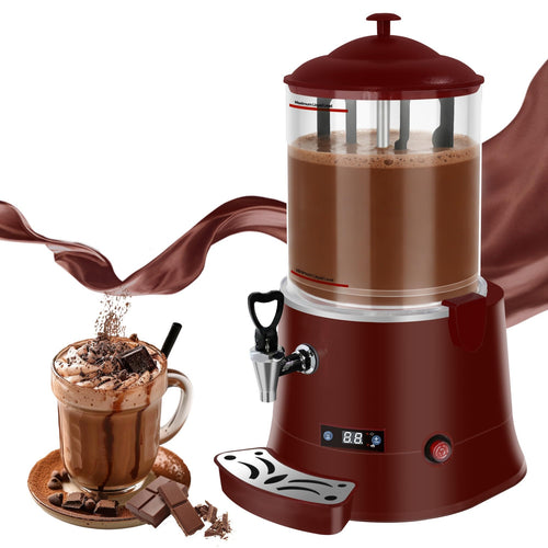 10L Commercial Hot Chocolate Machine & Beverage Dispenser, 110V Chocolatera with 86–194°F Adjustable Temperature Control, Removable PC Bowl for Cocoa