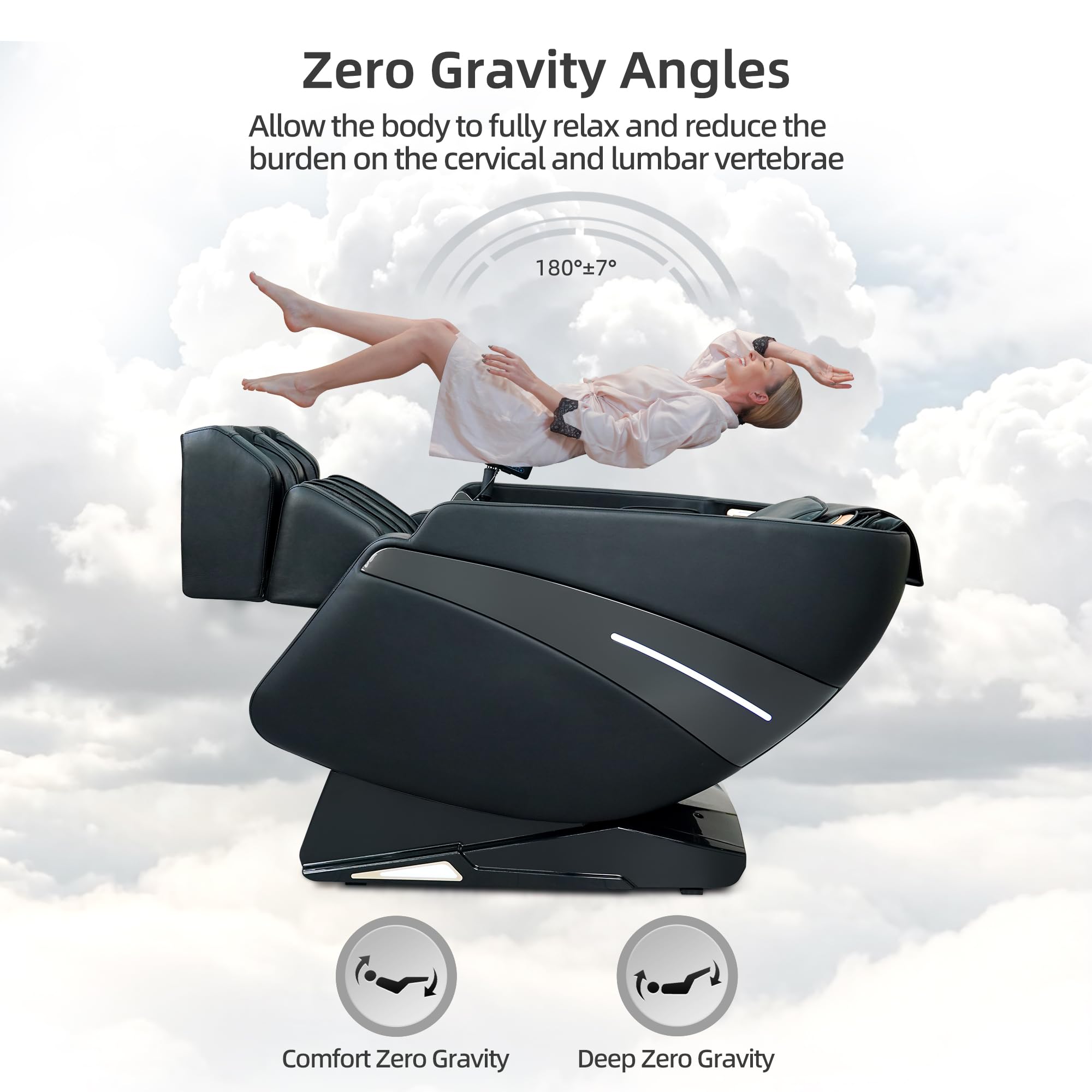 4D Massage Chairs Full Body Recliner with Heat Zero Gravity 57'' SL Track Shiatsu Massage Chair for Home Office with AI Voice, 7" Touch Screen, Wireless Charging,Neck & Shoulder Relief