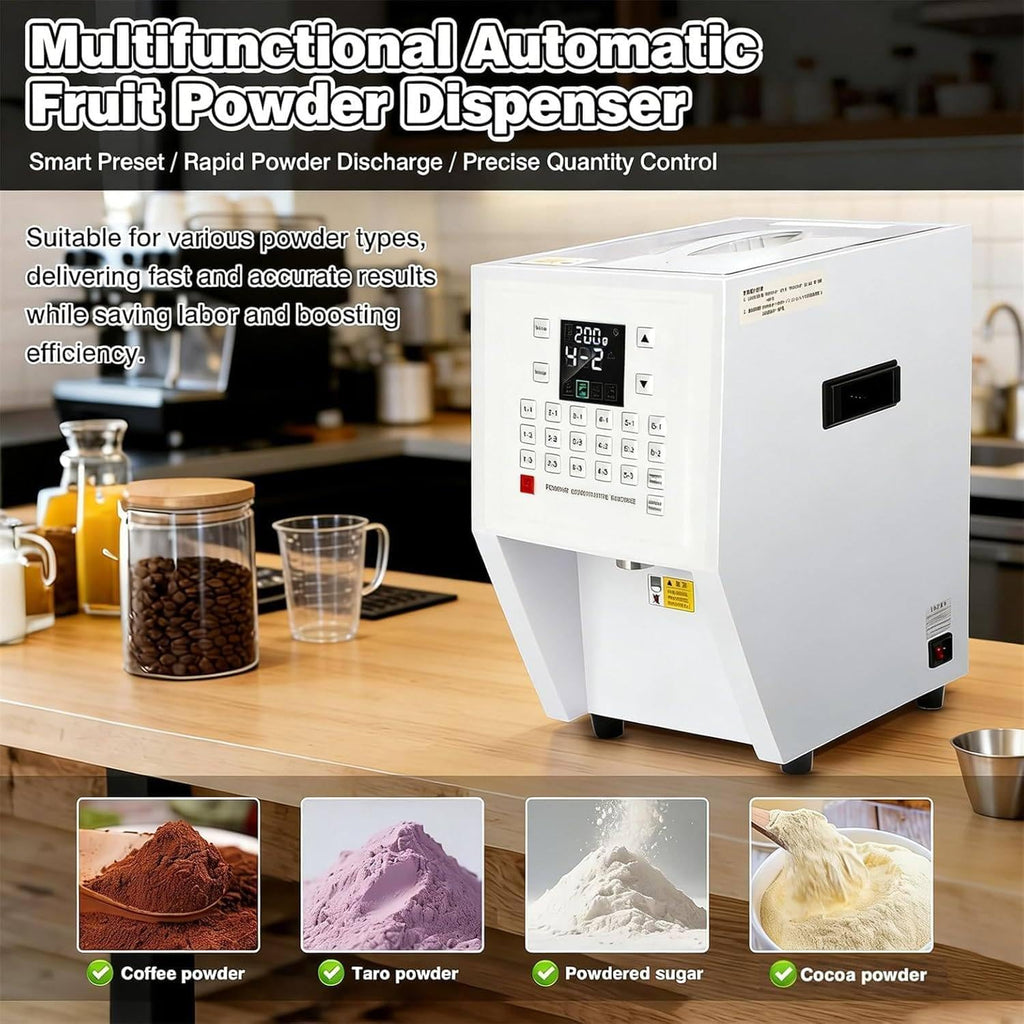 Commercial Matcha Coffee Powder Dispenser, Electric Automatic Quantitative Dispensing Machine with 17 Memory Buttons,for Protein Powder,Creamer, Fruit Flour and Milk Tea Raw Materials