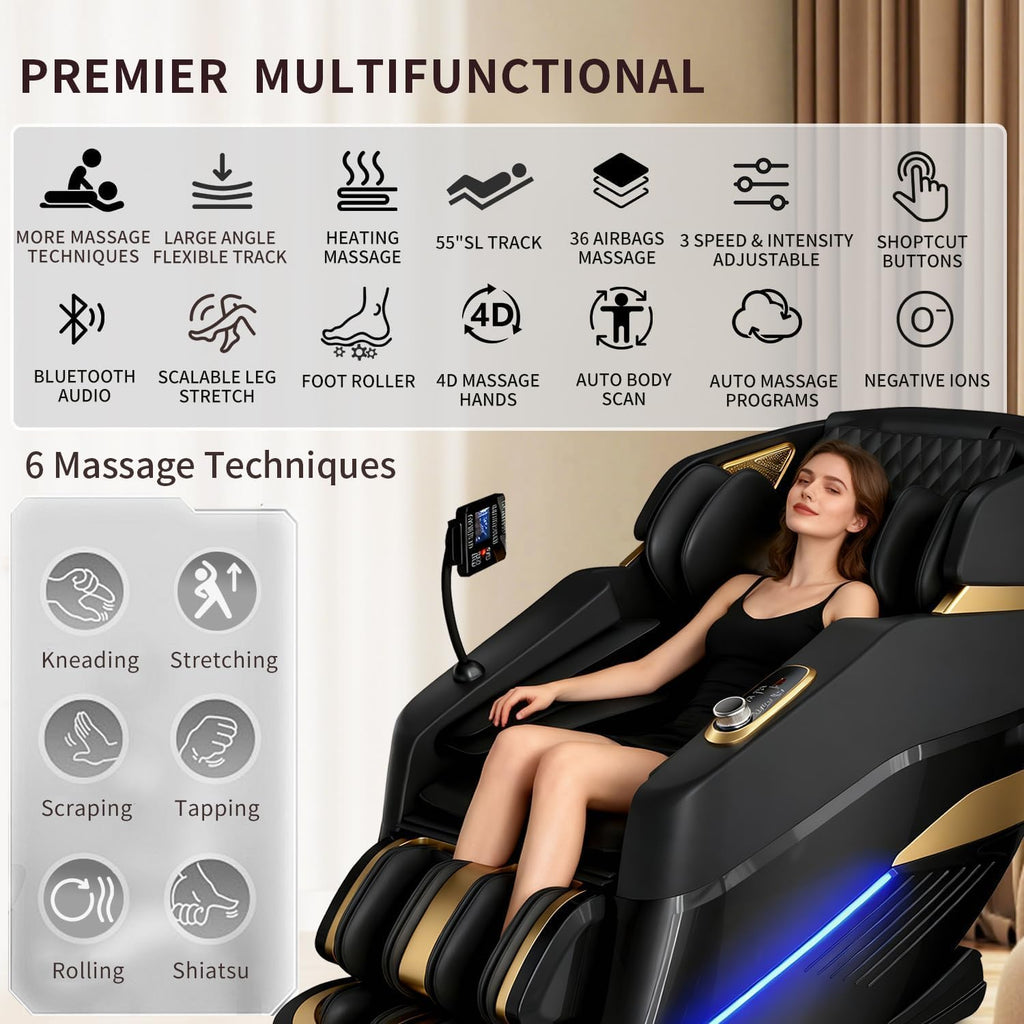 2026 Upgrade Massage Chair sleeping pod Full Body,Zero Gravity 3D SL-Track Shiatsu Massage Recliner Chair Built-in Heat System Airbag Massage with Body Scan, Deep Yoga Stretch, Foot And Back massage