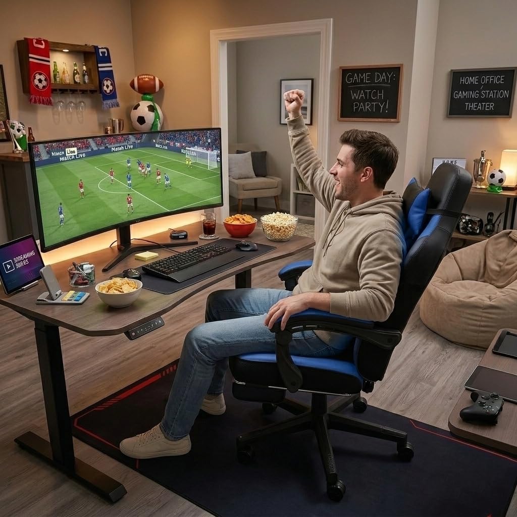 Gaming Chair for Adult, Computer Chair with Footrest Video Game Chair Big and Tall Gaming Chair with Massage Lumbar Support, Adjustable Height and 360° Swivel Seat(Grey)