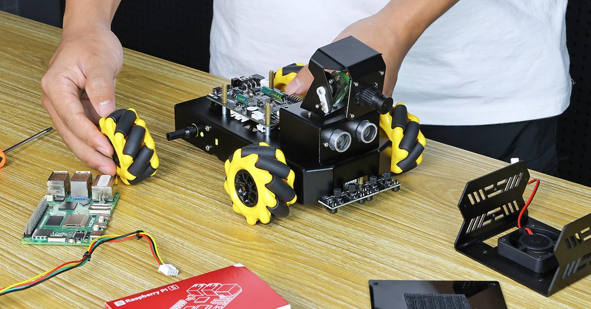 Yahboom Raspberry Pi 5 ROS2 Robot Car 360°Movement, AI Vision & Tracking, Integrated Multimodal Large AI Model OpenRouter, AI Voice Interaction (Superior Without RPi5)