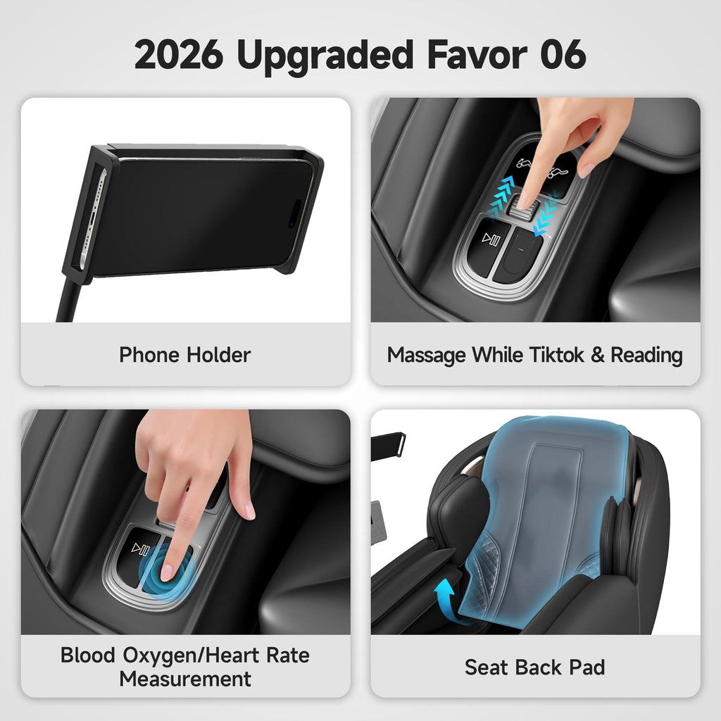 Real Relax Massage Chair Full Body with Unique Phone Controller,Heart and Blood Measurement, Zero Gravity 3D SL-Track Recliner with APP Control, Child Lock,Pause Button, Back Pad, Favor-06, Blue