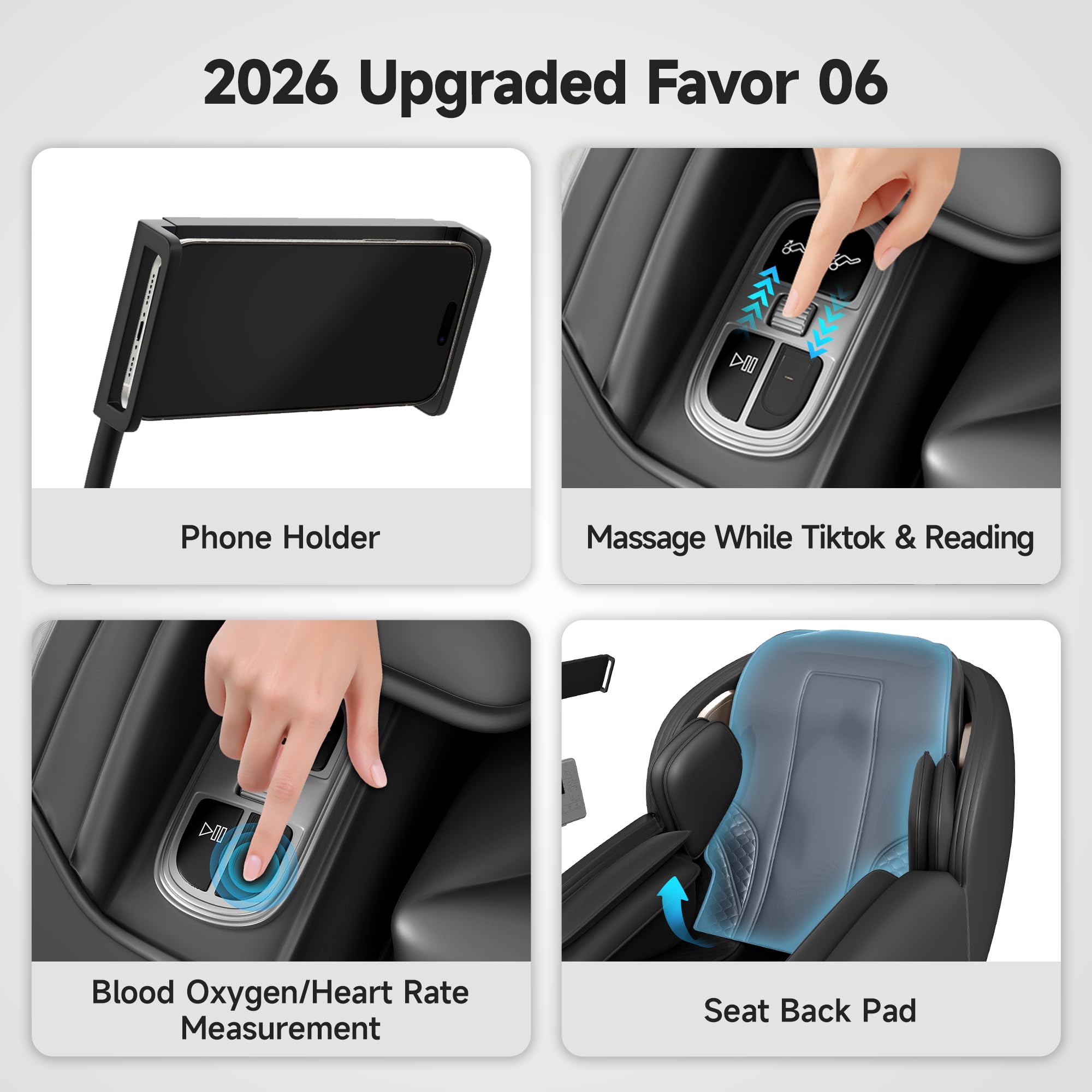 Real Relax Massage Chair Full Body with Unique Phone Controller,Heart and Blood Measurement, Zero Gravity 3D SL-Track Recliner with APP Control, Child Lock,Pause Button, Back Pad, Favor-06, Blue