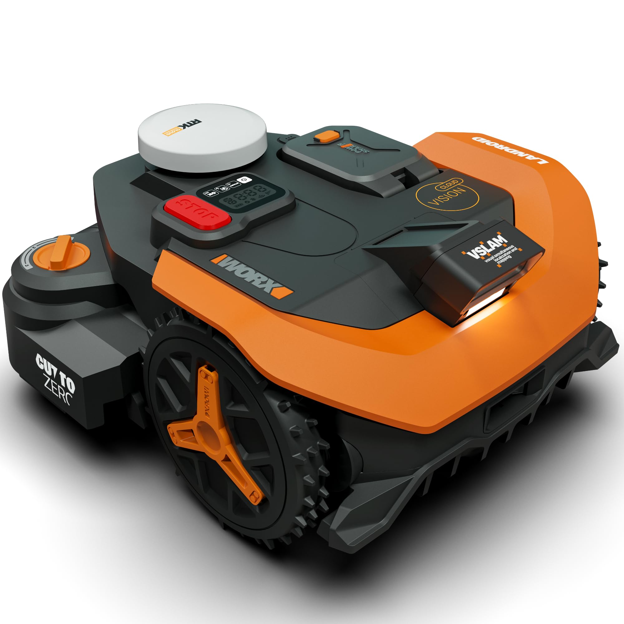 WORX Landroid Vision Cloud Robot Lawn Mower, No Perimeter Wire Robot Mower for 1/4 Acre, AI Obstacle Avoidance and RTK Cloud Navigation, 30% Slope, Auto Mapping, App Control, WR310