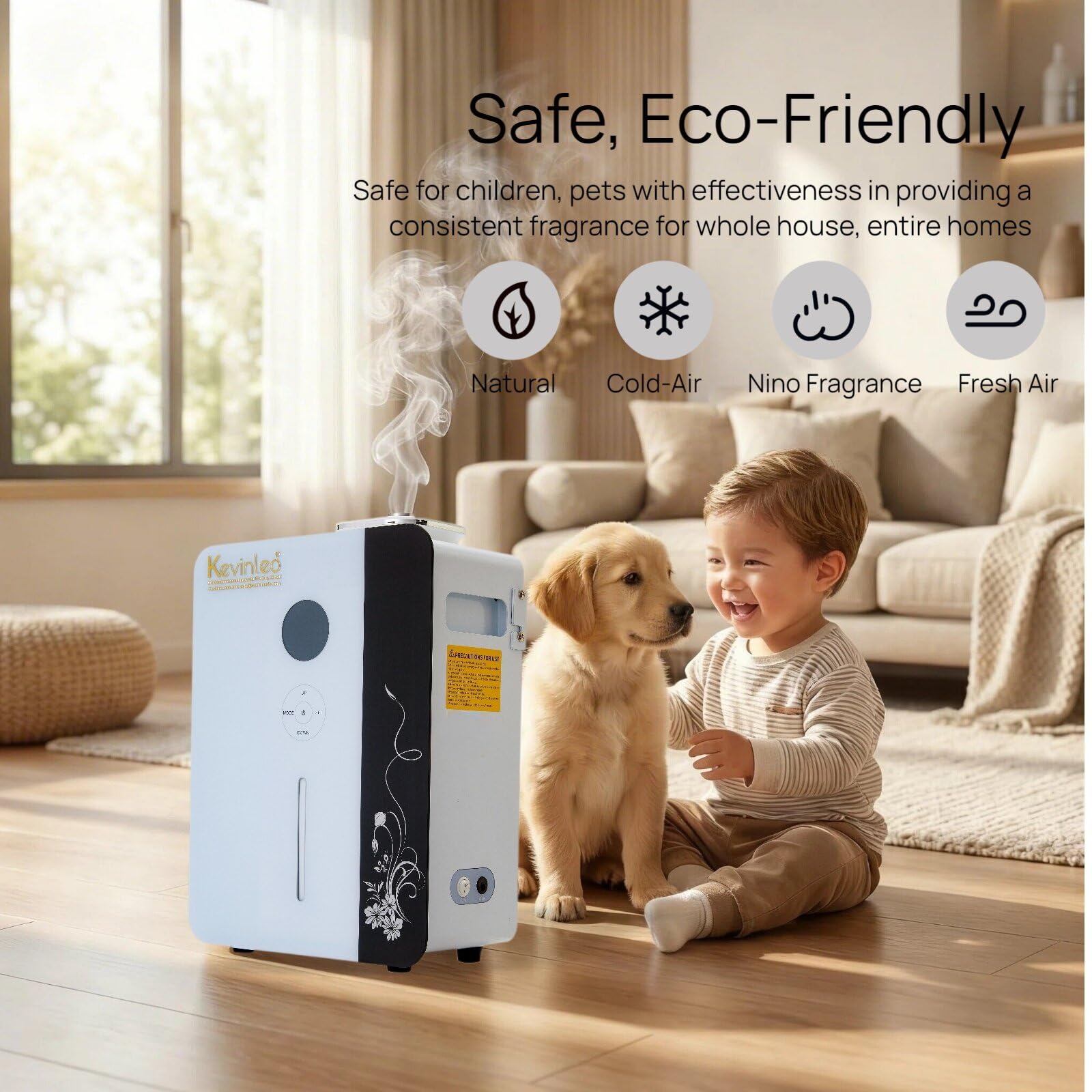 Kevinleo Scent Diffuser Machine – 7,500 Sq.Ft Waterless Cold-Air Technology, WiFi & App Control, HVAC Connect & Standalone, 800ml Essential Oil Diffuser for Office, Hotel, Home Gym, Commercial Use
