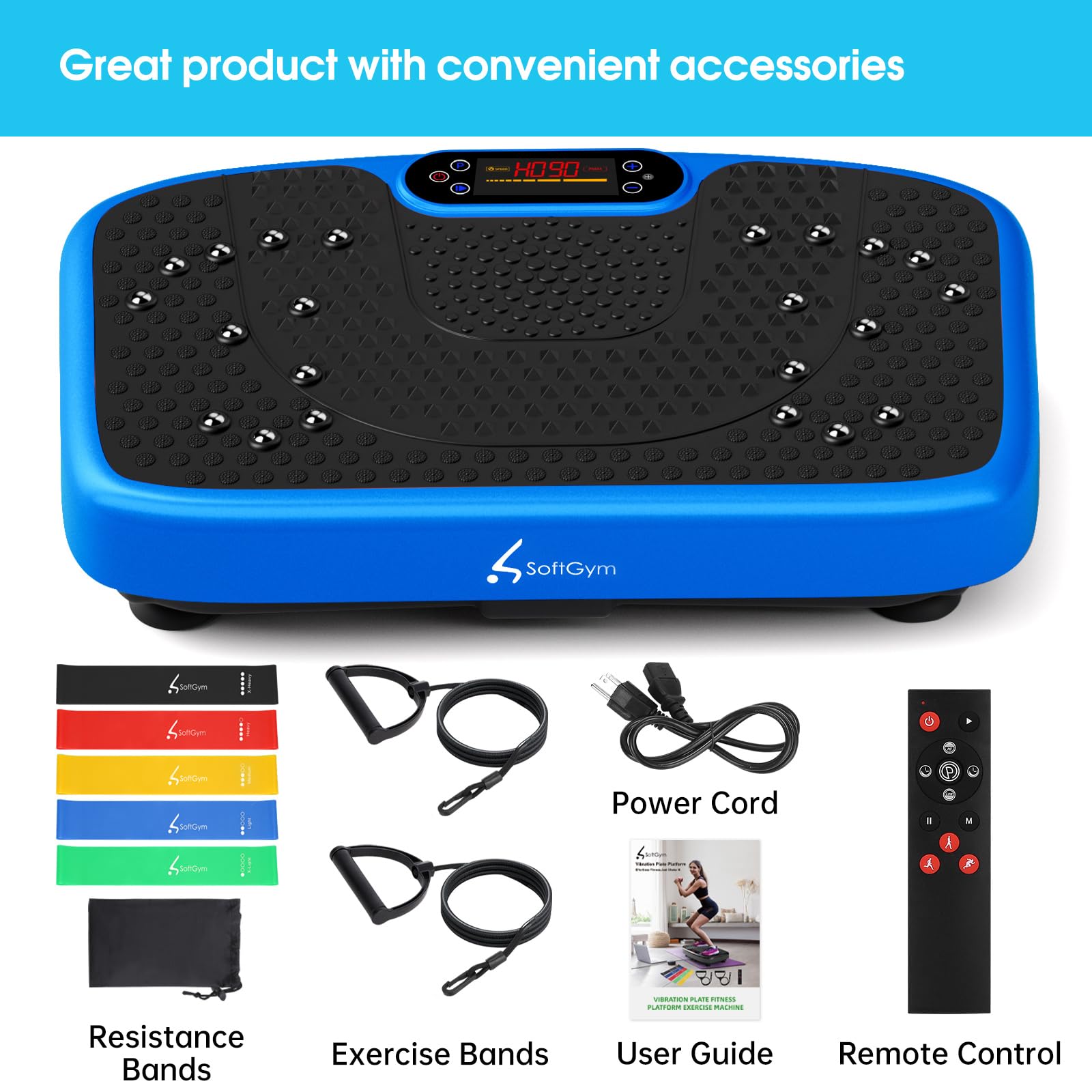 SoftGym Waver Vibration Plate Exercise Machine for Lymphatic Drainage Weight Loss,120 Speed Levels Vibrating Platform with Resistance Bands,Full-Body Workout Equipment for Muscle Toning