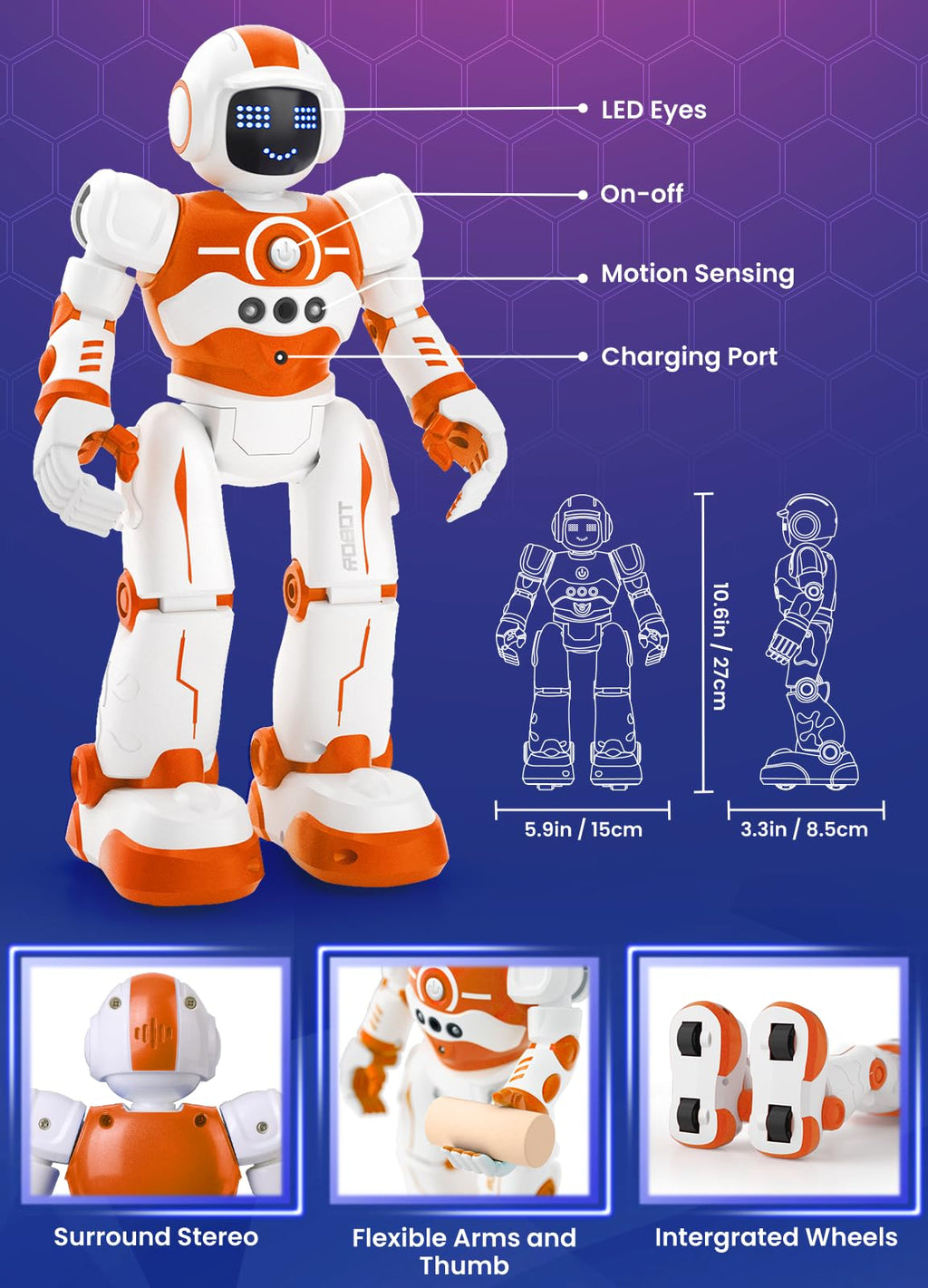 Robot Toys for Kids,Programmable Remote Control Smart Walking Dancing Robot Toy with Gesture & Sensing for Age 4 5 6 7 8 9 10 Year Old Boys for Birthday Present